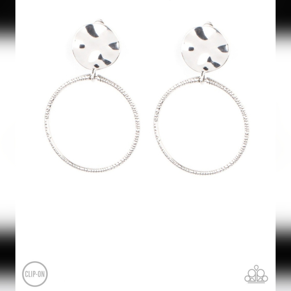 Undeniably Urban Silver Clip-On Earrings Fashion Jewelry  -Paparazzi